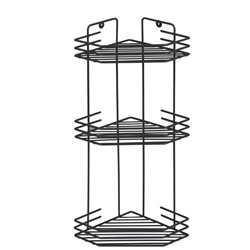 Полка металлическая для ванной 3 яруса угол 20,5*20,5*52 см термопласт покрыт графит Рыжий кот (1/8)