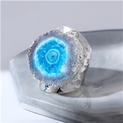 Кольцо безразмерное "Агат друза", цвет голубой