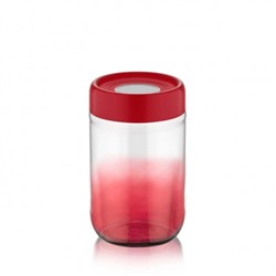 Банка стеклянная для продуктов 660 мл пласт крышка с окном Rainbow Red Qlux Ideas Мфк (1/12)