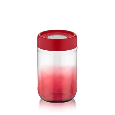 Банка стеклянная для продуктов 660 мл пласт крышка с окном Rainbow Red Qlux Ideas Мфк (1/12)