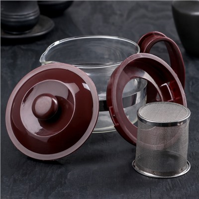 Чайник стеклянный заварочный «Бруно», 750 л, 16×11,5×13 см, с металлическим ситом, цвет коричневый