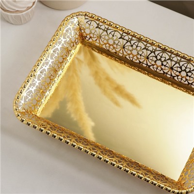 Тортовница прямоугольная с крышкой «Флоренция», 29×21×20 см, цвет металла золотой