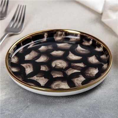 Тарелка керамическая пирожковая Black style, d=15 см, цвет чёрный
