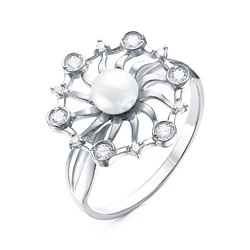 Серебряное кольцо  с жемчугом - 1191