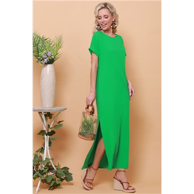 Платье макси зеленое с поясом