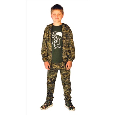 Костюм детский трикотажный "ТИгР" серо-зеленая цифра (куртка + брюки 100%х/б)