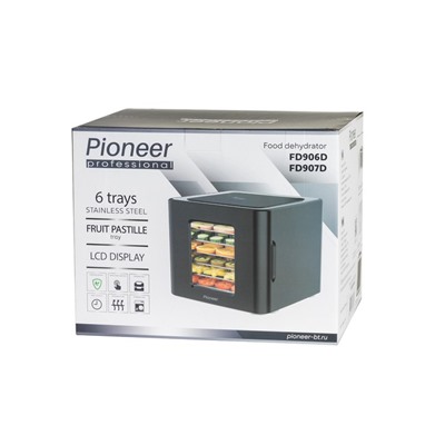 Сушилка для овощей и фруктов Pioneer FD905D, 450Вт, 6 ярусов, цвет чёрный