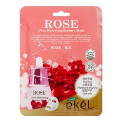 Тканевая маска для лица с экстрактом розы EKEL Rose Ultra Hydrating Essence Mask