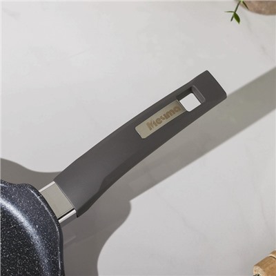 Сковорода блинная «Гранит», d=20 см, пластиковая ручка, антипригарное покрытие, цвет серый