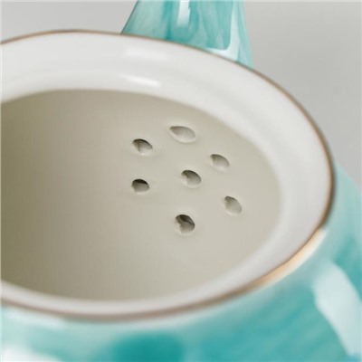 Чайник фарфоровый заварочный Доляна «Млечный путь», 900 мл, цвет бирюзовый
