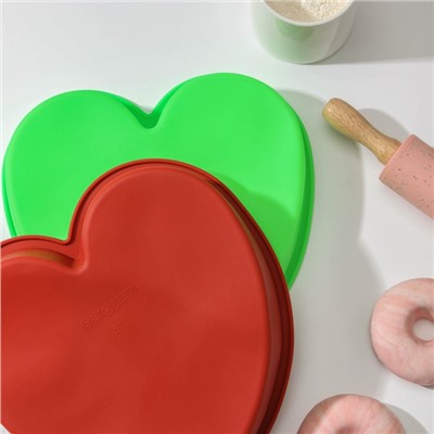 Форма для выпечки силиконовая Доляна «Сердце», 24×23×4 см, цвет МИКС