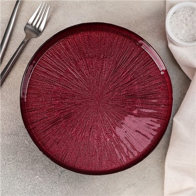 Блюдо сервировочное для торта «Кувшинка», d=21 см, на ножке, цвет красный