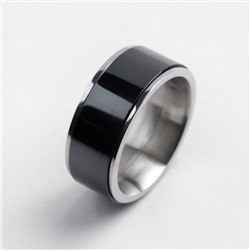 Кольцо керамика "Вайд", 1см, цвет чёрный в серебре, 18 размер