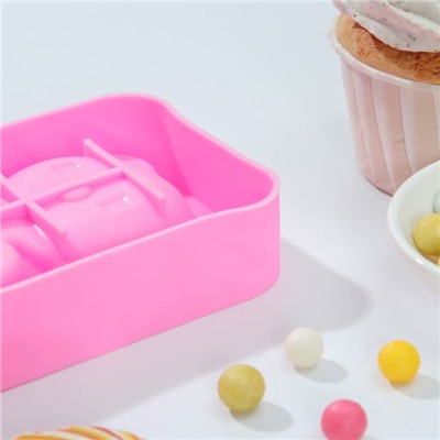 Форма для мороженого Доляна «Мишутка», 14×8×2,5 см, цвет розовый