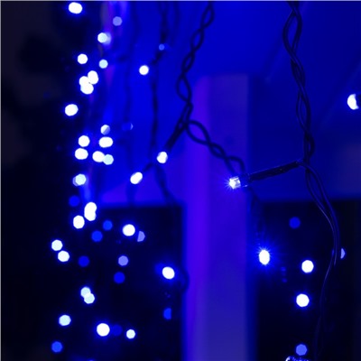 Гирлянда «Бахрома» 3 × 0.6 м, IP44, УМС, тёмная нить, 160 LED, свечение синее, 220 В, УЦЕНКА