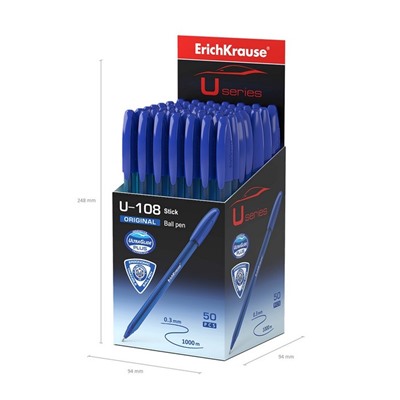 Ручка шариковая ErichKrause U-108 Original Stick 1.0, Ultra Glide Technology, чернила синие
