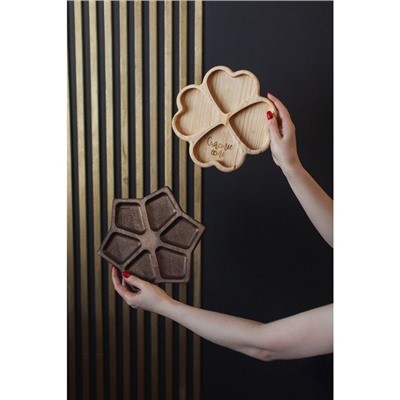 Менажница Adelica «Звезда», 6 секций, 24,5×1,8 см, массив берёзы, цвет шоколадный