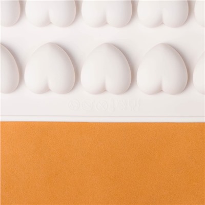 Форма для муссовых десертов и выпечки Доляна «Сердца», 29,7×17,3×1,5 см, 35 ячеек, 2,7×2,5 см, силикон, цвет белый