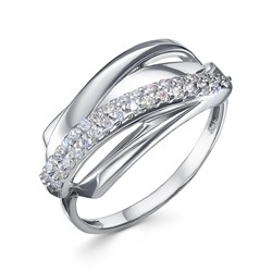 Серебряное кольцо с бесцветными фианитами - 1324