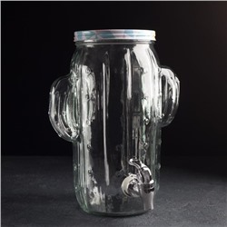 Диспенсер для напитков стеклянный «Тропики», 4 л, 21×14×30 см, цвет прозрачный