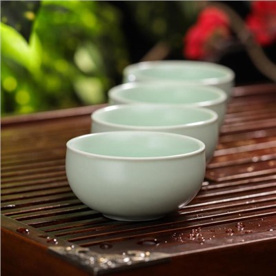 Набор для чайной церемонии керамический «Тясицу», 8 предметов: 4 пиалы 50 мл, чайник 120 мл, салфетка, щипцы, подставка