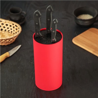 Подставка для ножей с наполнителем «Нео», 22×11 см, покрытие soft-touch, цвет красный