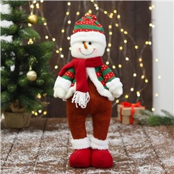 Мягкая игрушка "Снеговик - пузанчик" 10х42 см, красно-зелёный