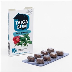 Смолка антистресс Taiga gum, в растительной пудре, без сахара, 8 штук