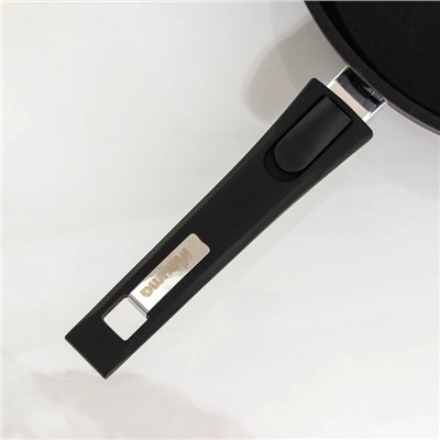 Сковорода «Престиж», d=28 см, съёмная ручка, стеклянная крышка, антипригарное покрытие, цвет чёрный