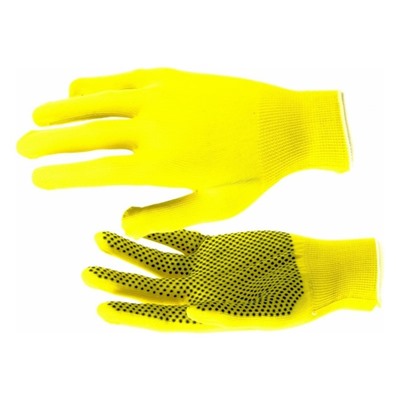 Перчатки нейлоновые, вязка класс 13, с ПВХ точками, размер 9, жёлтые