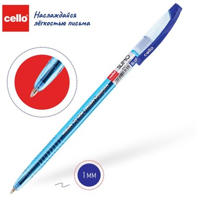 Ручка шариковая Cello Slimo, узел 1.0 мм, чернила синие, корпус синий