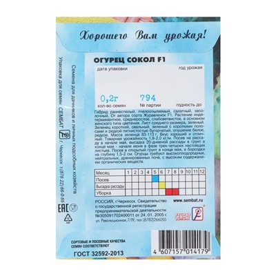 Семена Огурец "Сокол", F1,  0,2 г