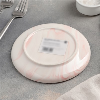 Тарелка керамическая пирожковая «Мрамор», d=15 см, цвет розовый