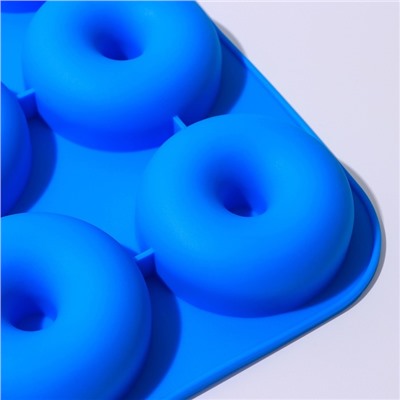Форма силиконовая для выпечки Доляна «Пончик», 37×32×2,5 см, 9 ячеек, d=8 см, цвет МИКС