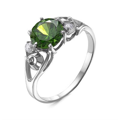 Серебряное кольцо с зеленым фианитом - 1225