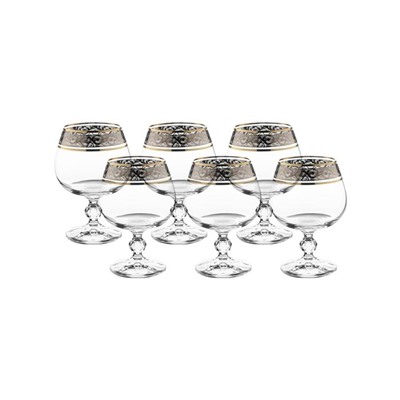 Набор бокалов для бренди Sterna, декор «Панто платина, отводка золото», 250 мл x 6 шт.