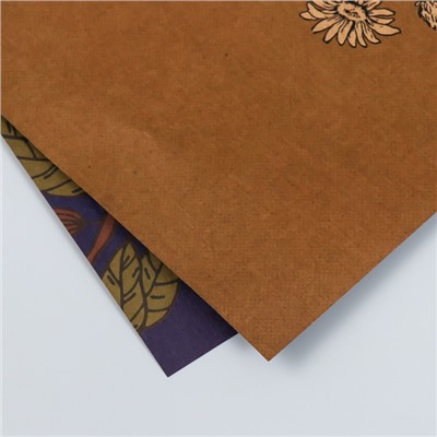 Бумага для скрапбукинга двусторонняя крафт "Какао и цветы" плотность 180 гр 30,5х32 см
