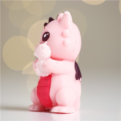 Фигурное мыло "Дракоша со мишкой", 58 г, цвет розовый