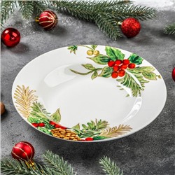 Тарелка фарфоровая суповая Доляна «Рождество», 260 мл, d=20 см