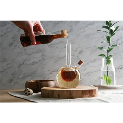 Бутыль стеклянная для соусов и масла 2 в 1 «Фьюжн. Пузырик», 400/100 мл, 2,5×11×18 см