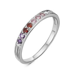 Серебряное кольцо с разноцветными  фианитами "Нежность"- 1133