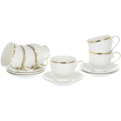 Чайный набор Balsford «Грация», 12 предметов, 250 мл, декор белый с золотом