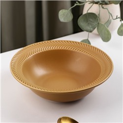 Тарелка керамическая суповая «Морская гладь», 600 мл, d=21 см, цвет коричневый