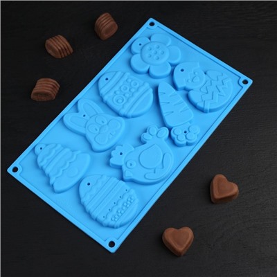 Форма для шоколада силиконовая Доляна «Животные», 30×17×1 см, 8 ячеек (7,7×6 см), цвет МИКС