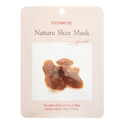 Тканевая маска для лица с экстрактом красного женьшеня FOODAHOLIC NATURE SKIN MASK #RED GINSENG