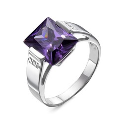 Серебряное кольцо с фиолетовым фианитом - 1214