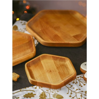 Набор деревянной посуды Adelica «Ромб», тарелки 3 шт, подставка: d=24 см, d=20 см, d=16 см, берёза