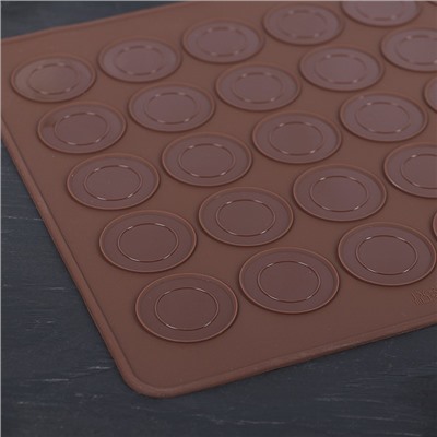 Силиконовый коврик для макаронс Доляна «Ронд», 29×26 см, цвет коричневый