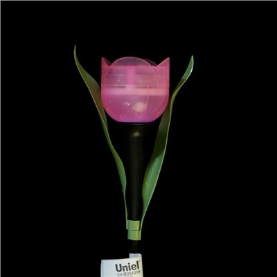 Садовый светильник Uniel на солнечной батарее «Розовый тюльпан», 5 × 30.5 × 5 см, свечение белое