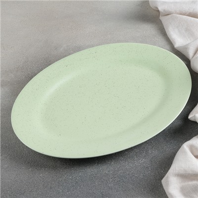 Блюдо фарфоровое Доляна «Амелия», 24,5×20 см, цвет зелёный